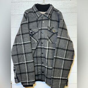 Jachs NY Black and White Checkered Men's Sherpa Lined Wool Blend Jacket XL NWT